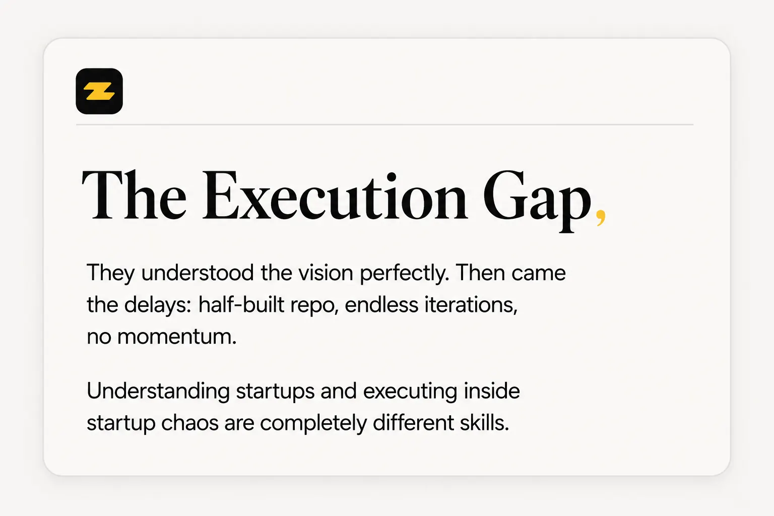 Founder-side hiring signal visual about founder-side hiring noise and execution risk