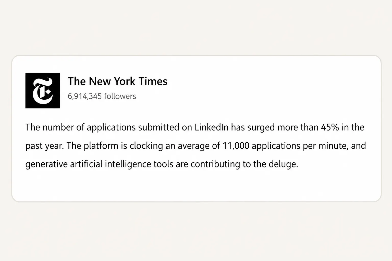 New York Times visual about application volume and talent discovery noise